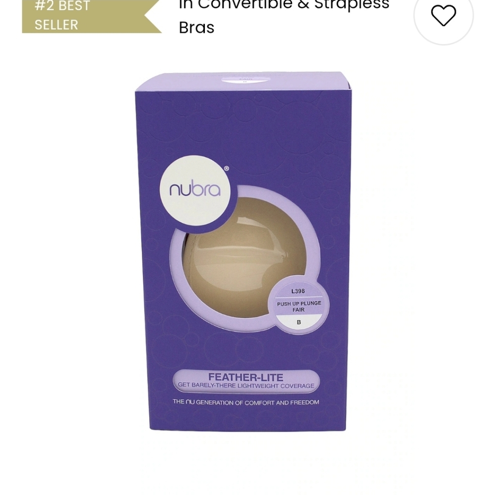 NIB NuBra Push Up Plunge Bra in Tan Size D